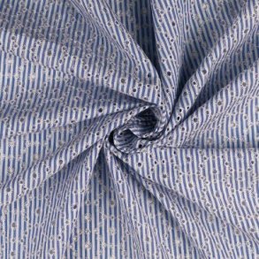 Bomuldstof i striber med broderi anglaise - pr. 0,25 m