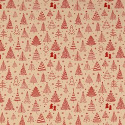 Beige julestof med juletrer pr. 0,25 m.