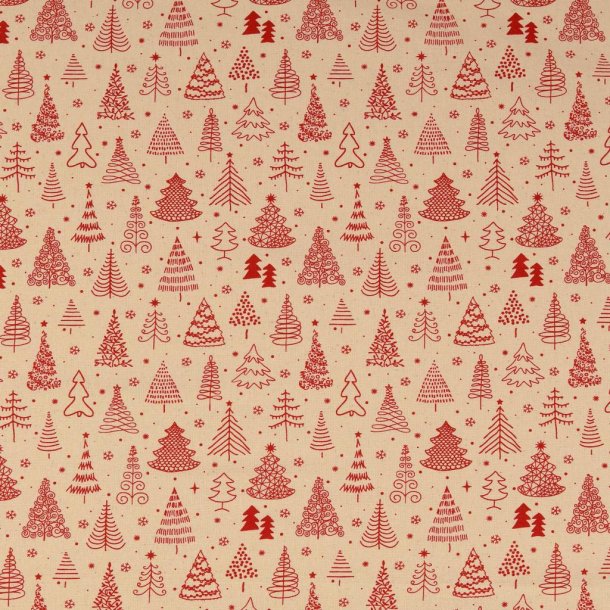 Beige julestof med juletrer pr. 0,25 m.