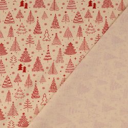 Beige julestof med juletrer pr. 0,25 m.