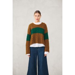 2507_1a  Brady Sweater med bred strib Strikkekit fra Sandnes