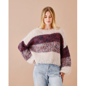Sweater med brede striber 893290 - Strikkekit By Permin
