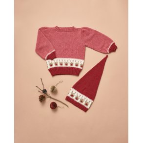 Bluse og Nissehue med Rudolf - strikkekit fra Permin 