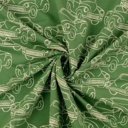 Isoli stof med biler i grn - pr. 0,25 m