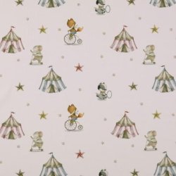 Jersey stof med cirkusprint KO TEX - pr. 0,25 m