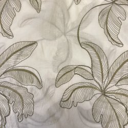 Bomuldsstof med broderi i hvid og olivengr�n pr 0,25 m