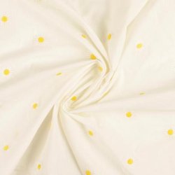 Bomuldsstof i hvid med Marguritter - pr. 0,25m