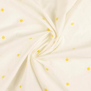 Bomuldsstof i hvid med Marguritter - pr. 0,25m