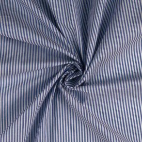 Bomuldsstof med smalle striber i bl og hvid - pr. 0,25 m