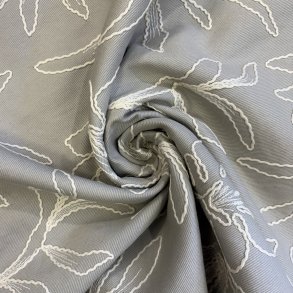 Canvas i bomuld med broderi i gr� pr 0,25 m