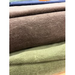 Bredriflet bomuldsfljl i olivengrn - pr. 0,25 meter