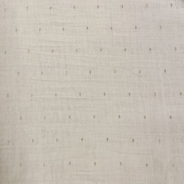 Double Gauze i hvid med metal prikker - pr. 0,25m