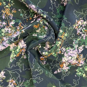 Italiensk silke p� gr�nlig baggrund med blomster pr 0,25 m.