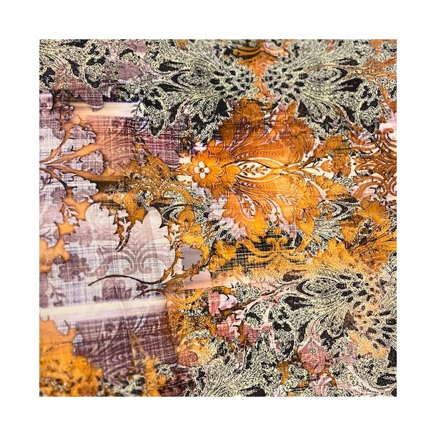 Viskose med mnster - orange pr 0,25 m.