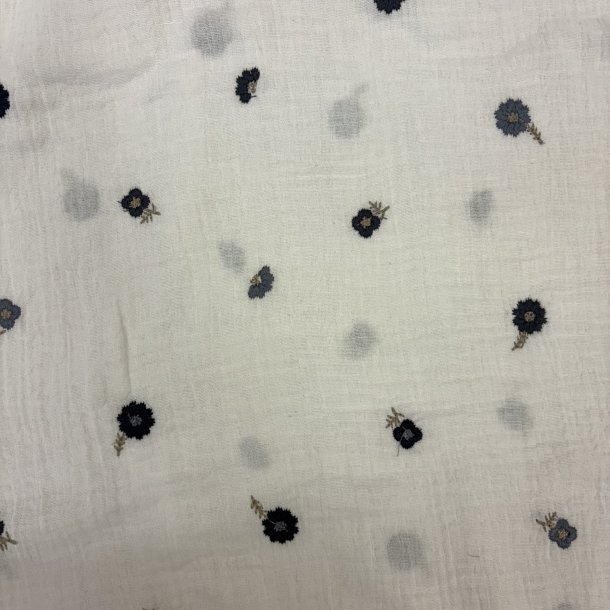 Double gauze med blomster pr. 0,25 m.