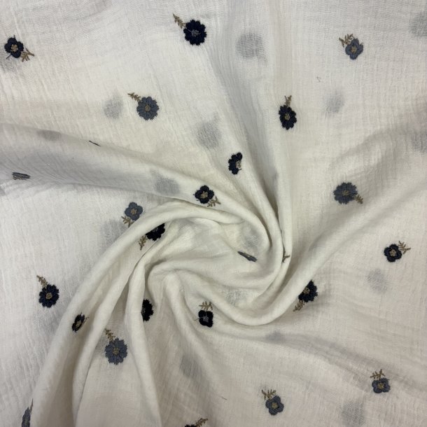 Double gauze med blomster pr. 0,25 m.