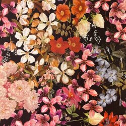 Italiensk viskose/hr med blomster pr 0,25 m.