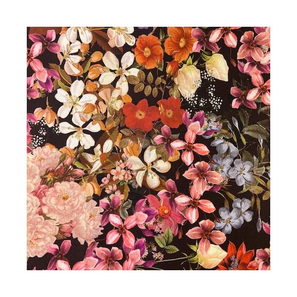 Italiensk viskose/hr med blomster pr 0,25 m.