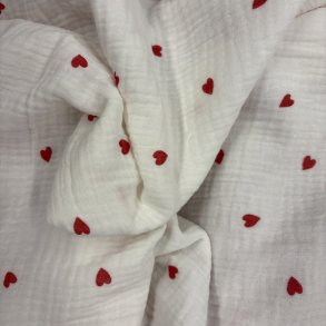 Double Gauze med hjerter pr 0,25 m