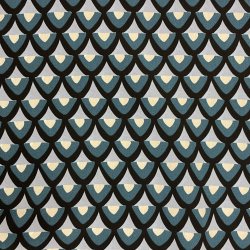 Italiensk Silke med mnster i bl, turkis og hvid pr.0,25 m.