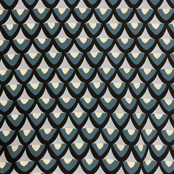 Italiensk Silke med mnster i bl, turkis og hvid pr.0,25 m.