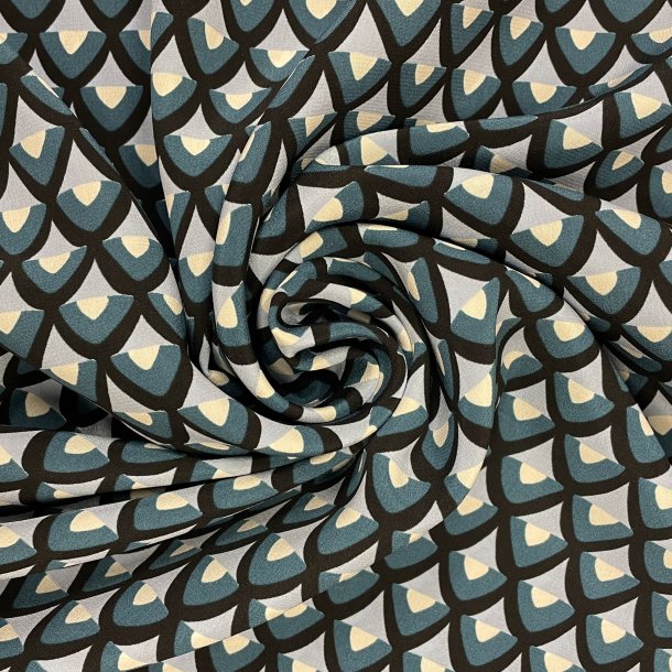 Italiensk Silke med mnster i bl, turkis og hvid pr.0,25 m.