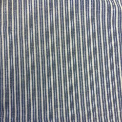 Bomuld / hr kvalitet med striber i bl og hvid - pr. 0,25 meter