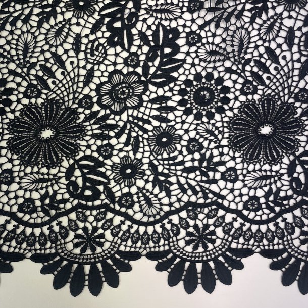 Italiensk Blonde stof i sort - pr 0,25m 