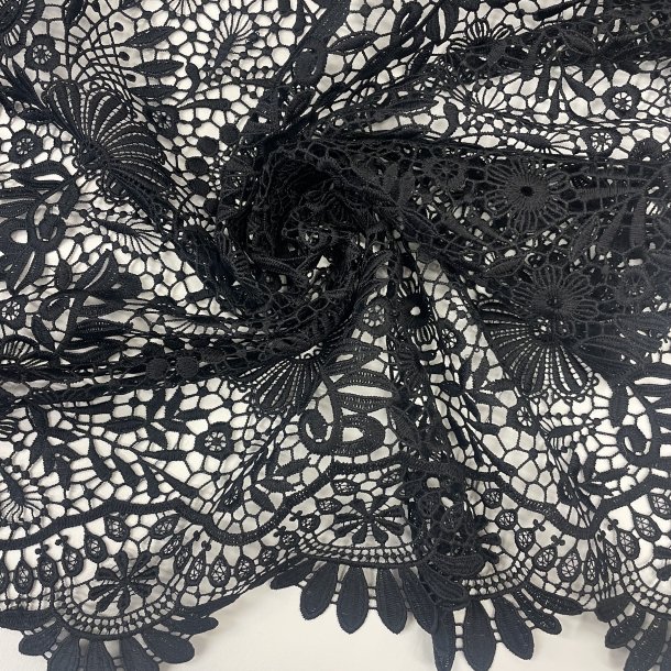 Italiensk Blonde stof i sort - pr 0,25m 