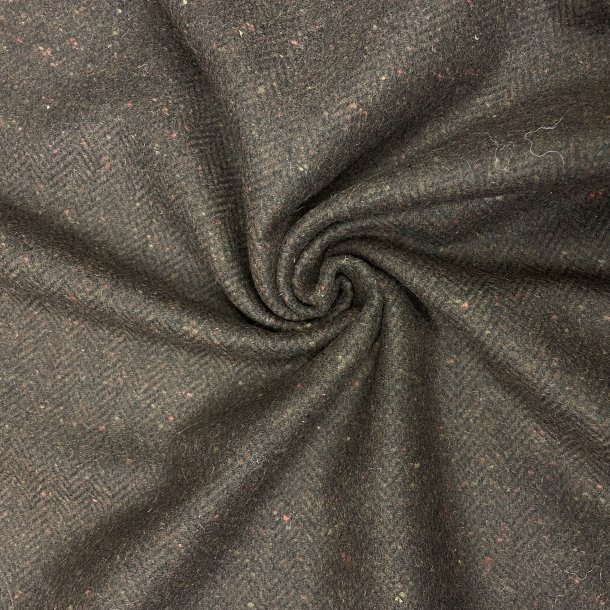 Italiensk sildebensvvet uld i mrk brun med tweed pr. 0,25m