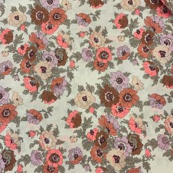 Liberty stof med blomster i pink p hvid baggrund pr. 0,25 m