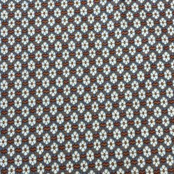 Liberty stof med blomster i hvid og brun p bl baggrund pr. 0,25 m