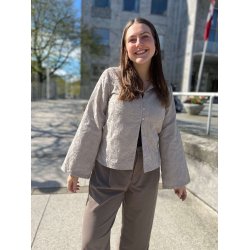 Bomuldsstof med broderi Beige pr. 0,25 m