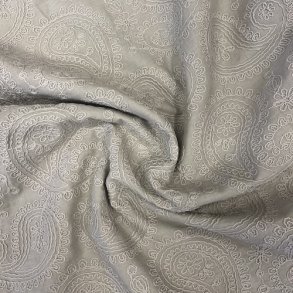 Bomuldsstof med broderi Beige pr. 0,25 m