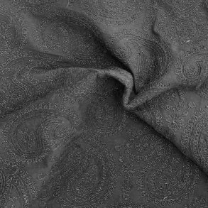 Bomuldsstof med broderi sort pr. 0,25 m