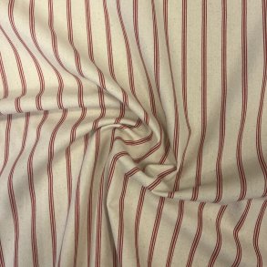 Bomuldsstof med vintage striber rd - pr. 0,25 