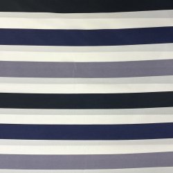 Italiensk silkestof med striber i bl�, hvid og sort - pr. 0,25 m