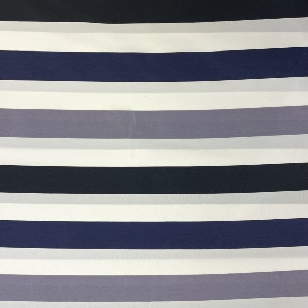 Italiensk silkestof med striber i bl�, hvid og sort - pr. 0,25 m