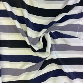 Italiensk silkestof med striber i bl�, hvid og sort - pr. 0,25 m