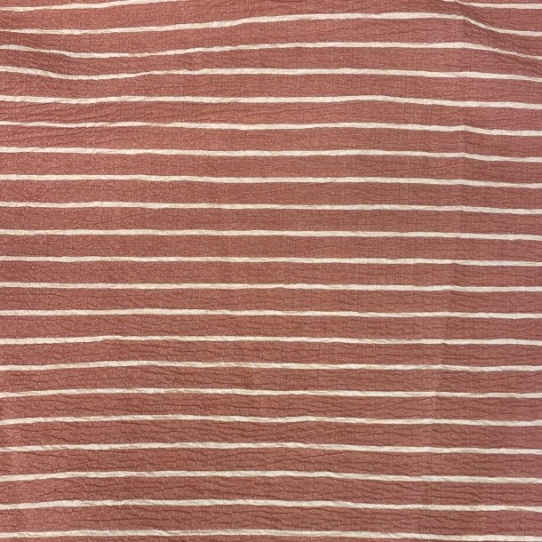 Polyester/viskose Crepe stof med striber i rosa pr. 0,25