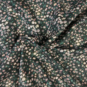 Liberty bomuld med blomster p� gr�n baggrund pr. 0,25 m