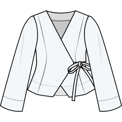 Wrap Blouse x Straight Sleeve - Puff And Pencil