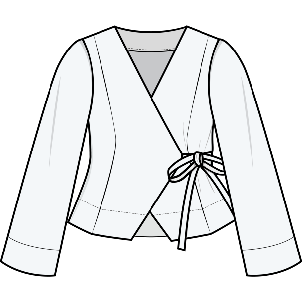 Wrap Blouse x Straight Sleeve - Puff And Pencil