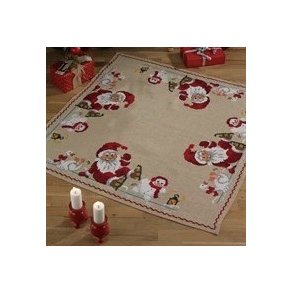 Juletrstppe med julenisse, gs og snemand, Permin - pr. stk.