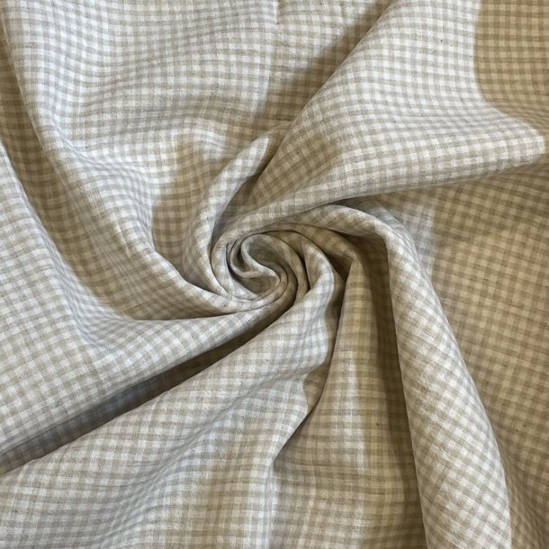 Seersucker fra Kokka med sm� tern i beige - pr. 0,25 meter