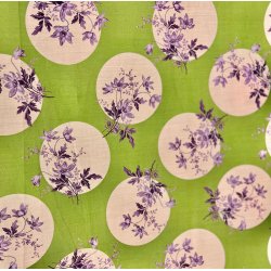 Liberty bomuld med blomstercirkler p grn baggrund  - pr. 0,25 meter 