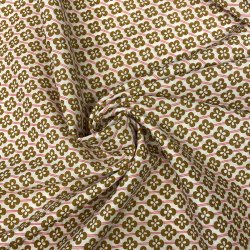 Liberty Stof med striber og blomster i pink og camel p� hvid baggrund pr 0,25 m