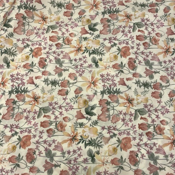 Liberty med vilde blomster i alle farver p� r�hvid baggrund.pr 0,25 m