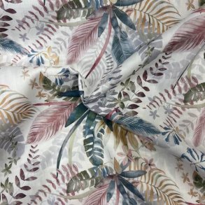 Liberty bomuld med blade p� hvid baggrund- pr. 0,25 meter 