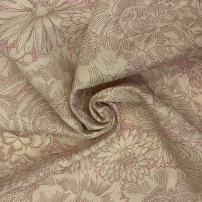 Liberty bomuld med store hvide blomster p� lyser�d baggrund pr. 0,25 m